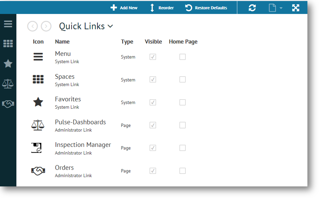 Adding a Quick Link